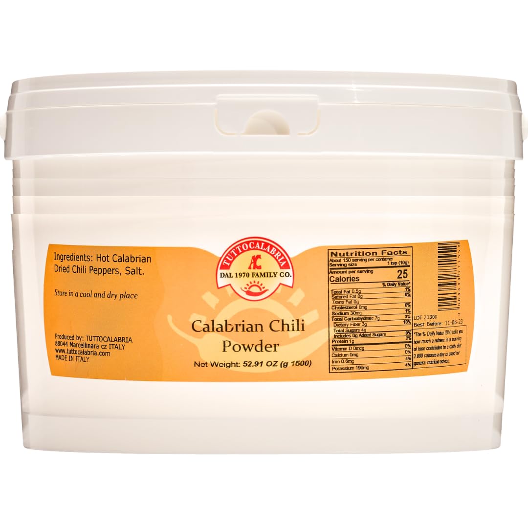 Tutto Calabria Hot Calabrian Chili Powder in Plastic Tubs - Imported by Manzo