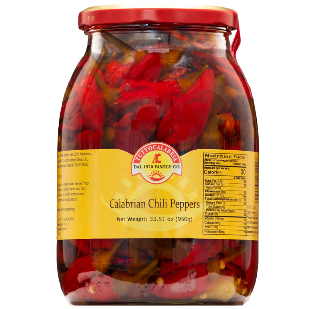 Tutto Calabria Whole Hot Chili Peppers 33.5 oz. - Imported by Manzo