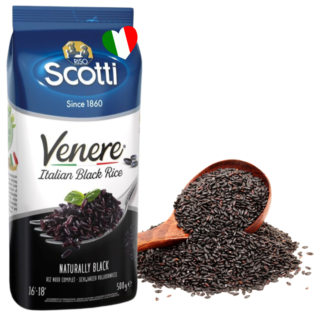 Venere, Black Rice, Product of Italy, Riso Scotti, Venere, Premium Quality, Ancient Whole Grain, (1.1 lb))