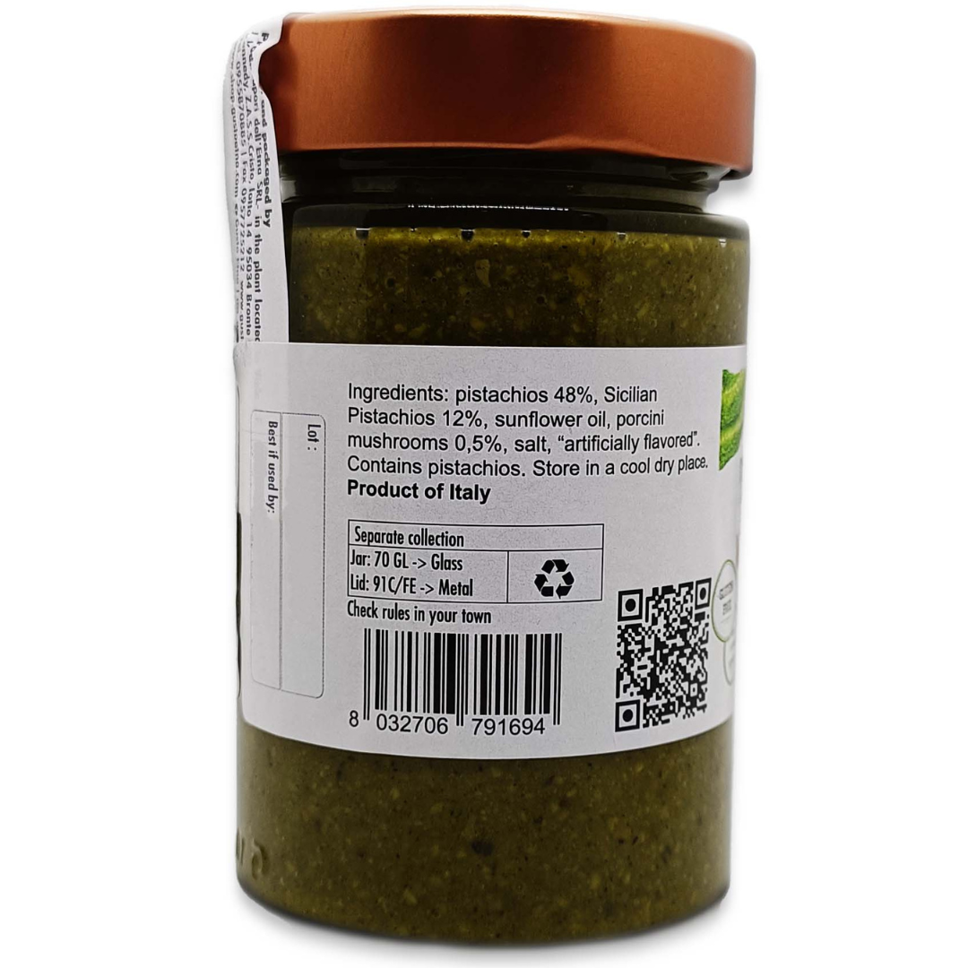 Gusto ETNA Pistachio Pesto With Porcini - 6.7 oz (190 g), Salty Pistachio Pesto Imported by Manzo Food Sales