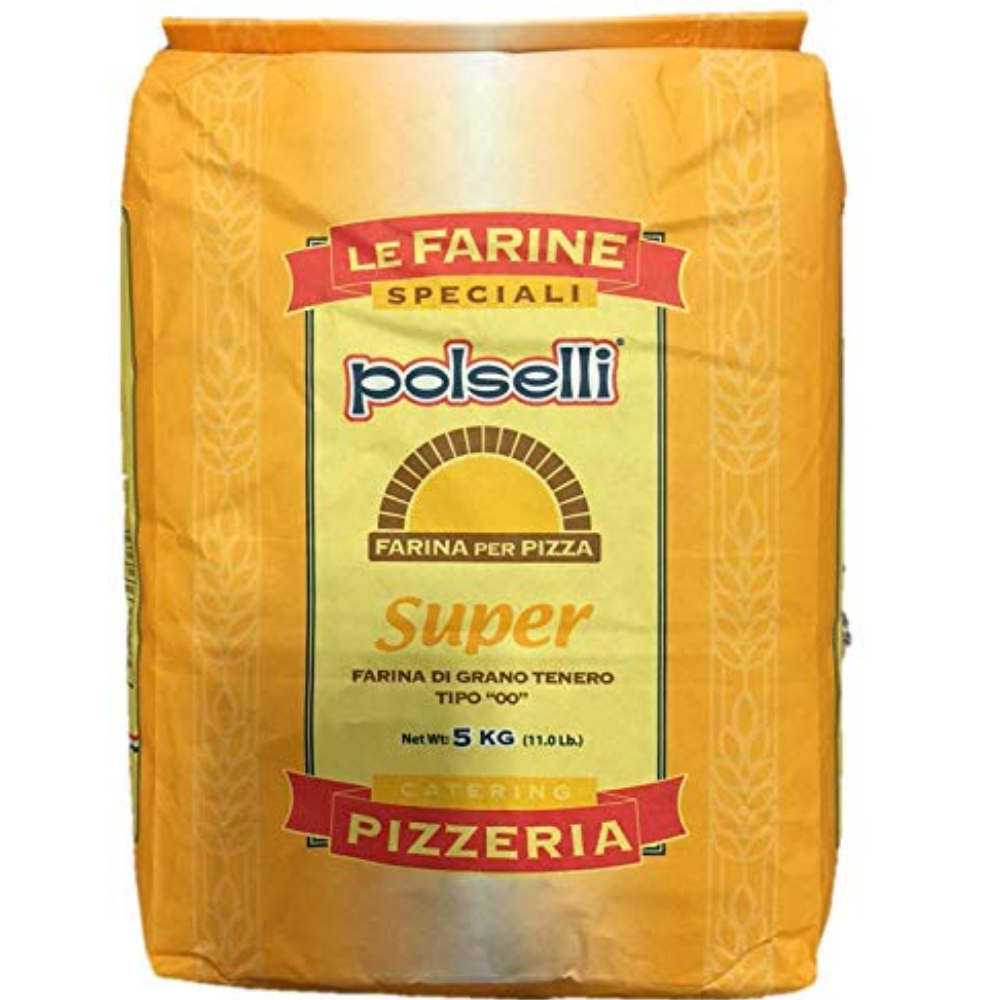 "Polselli 00 Pizza Flour (Super) 11 lbs bag - Premium Italian flour for authentic pizza crust."