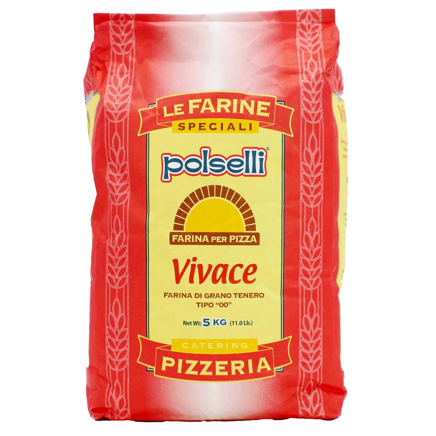 "Polselli 00 Pizza Flour (Vivace) 11 lbs bag - High-performance Italian flour for authentic pizza dough."