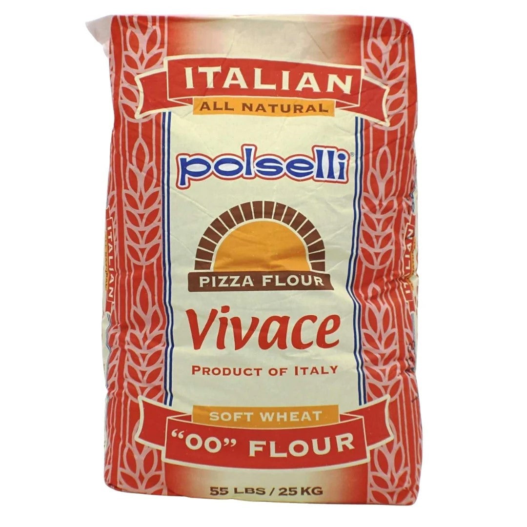 Polselli 00 Pizza Flour (Vivace) - 55 lbs Bag - Premium Italian Flour for Pizza Dough - Imported by Manzo Food Sales