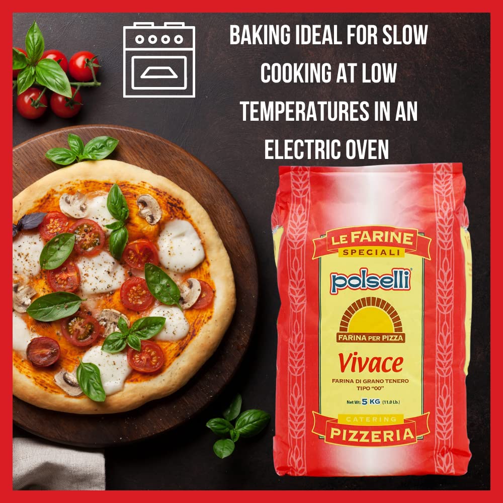 "Rolling out pizza dough with Polselli 00 Pizza Flour (Vivace), known for its high-performance in pizza making."