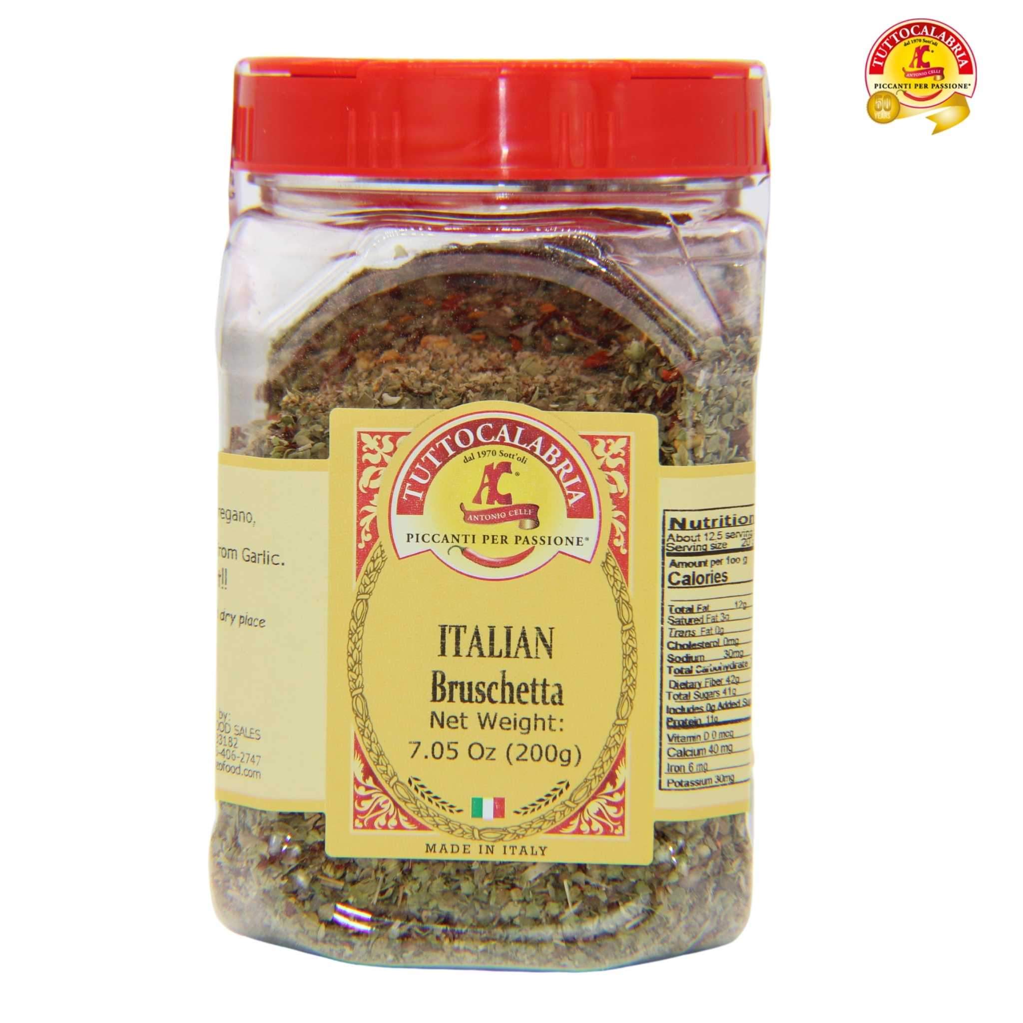 Tutto Calabria Italian Bruschetta Seasoning Spice Mix Shaker (200g) 7.05 oz.