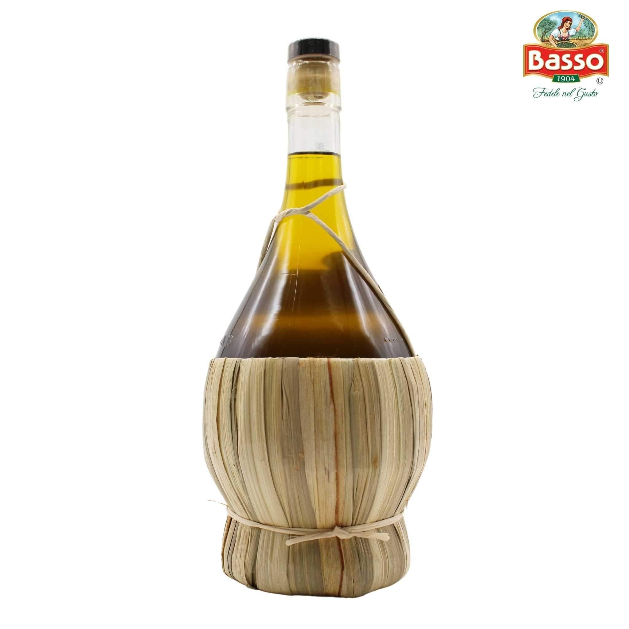 Basso Unfiltered "Premium" First Cold Pressed" Extra Virgin Olive Oil (Wicker / Straw Basket)