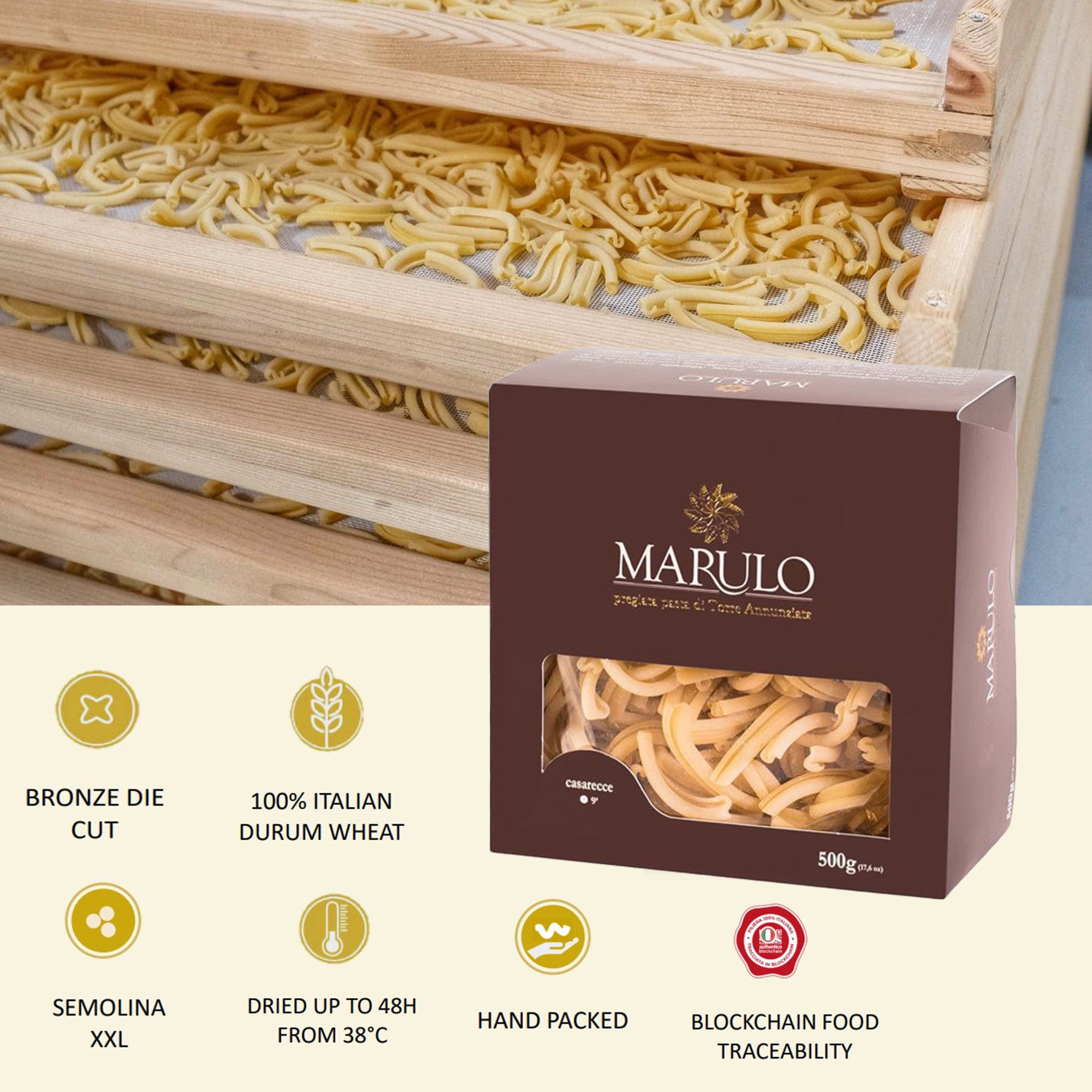 casarecce pasta Marulo Artisan Pasta Spaguetti Bucatini Penne PAsta Calamata Bronze Cut imported pasta from italy casarecce pasta    WholesaleItalianFood.com is pleased to offer  authentic Marulo Artisan Pasta made from the finest, high-quality ingredients at an affordable price. We are passionate and dedicated to our products, the environment, and providing a fantastic variety of pasta like our delicious Marulo Artisan Pasta.
