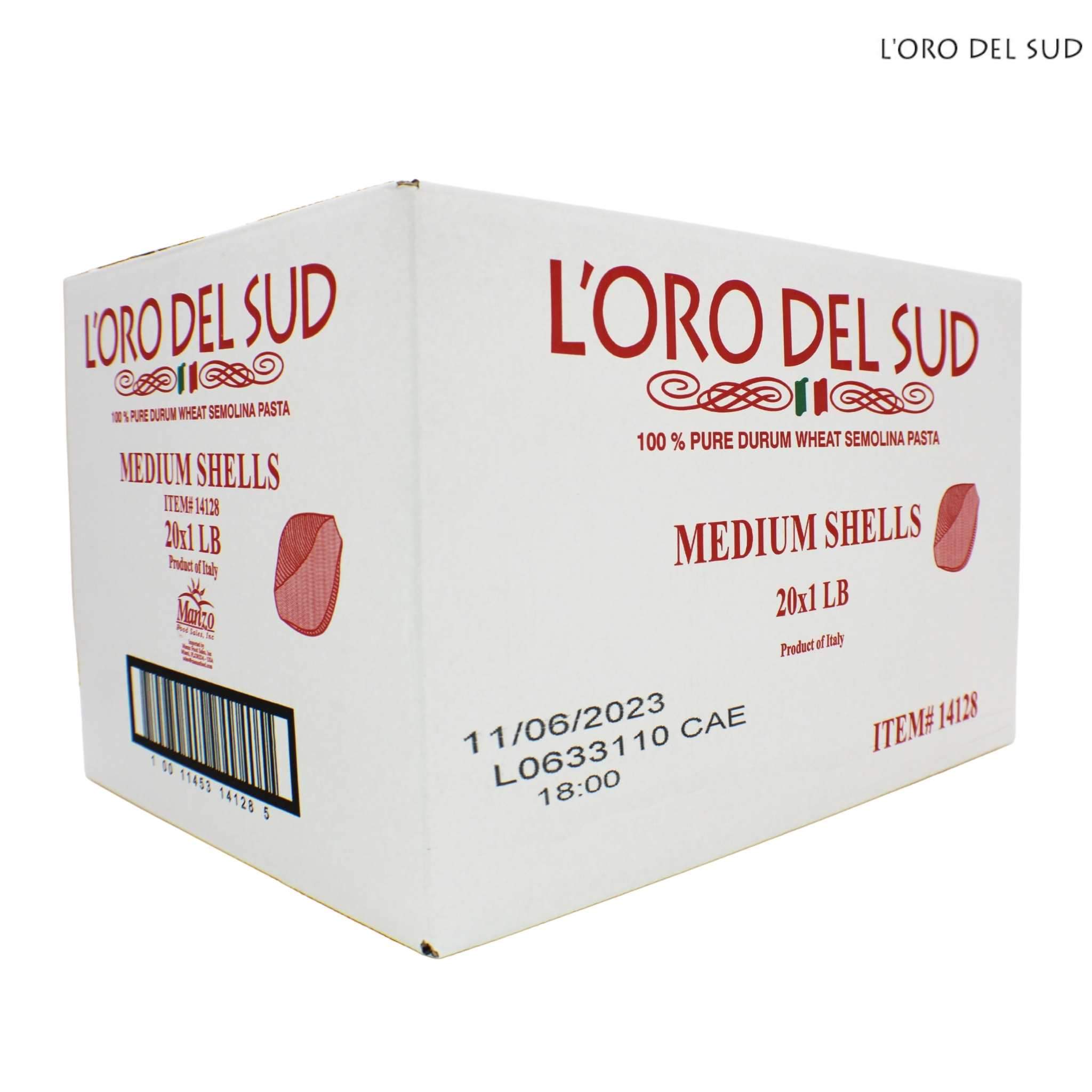 L'Oro Del Sud Medium Shells Pasta 1 lb. Bag