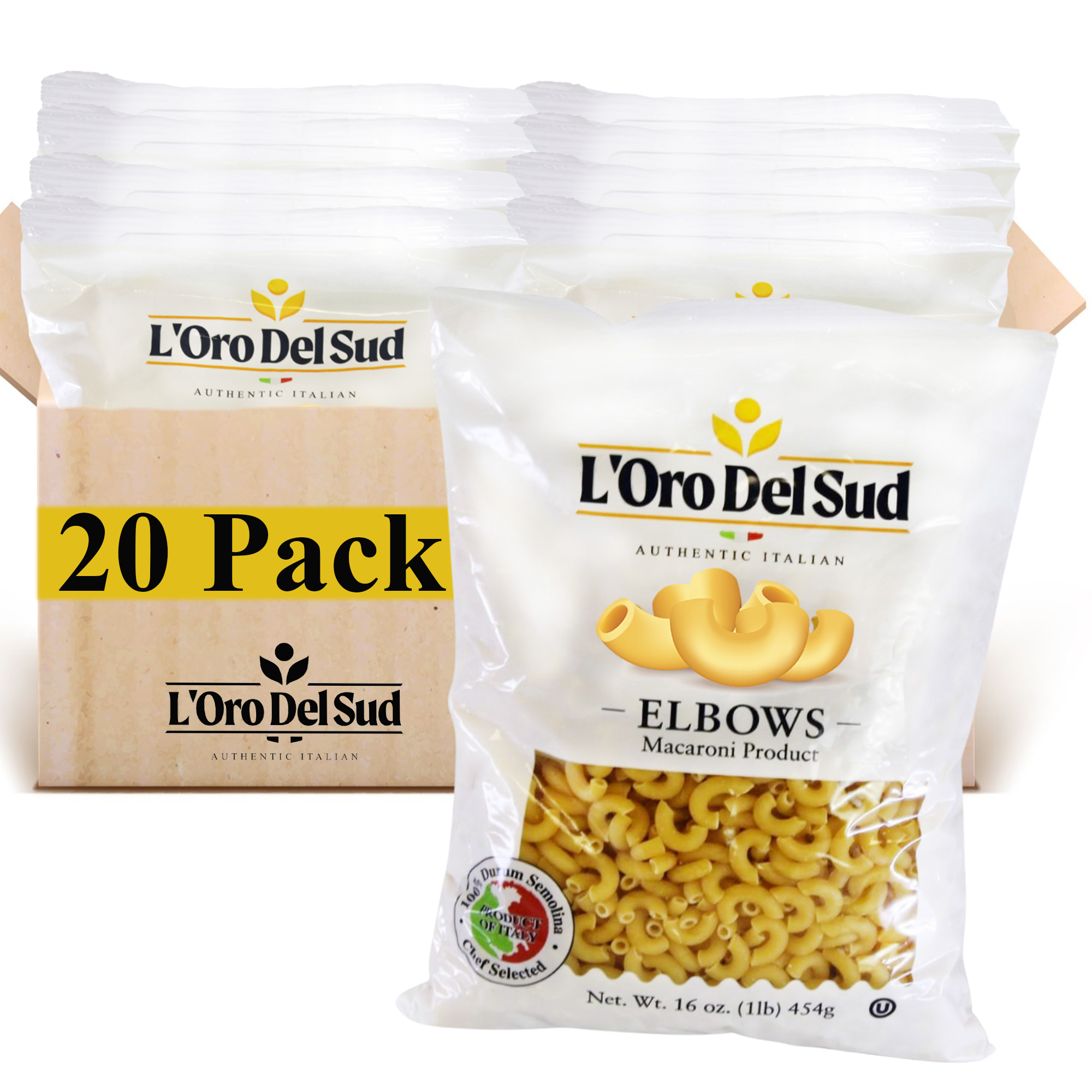 L'Oro Del Sud Elbows Pasta - 10lb Bag