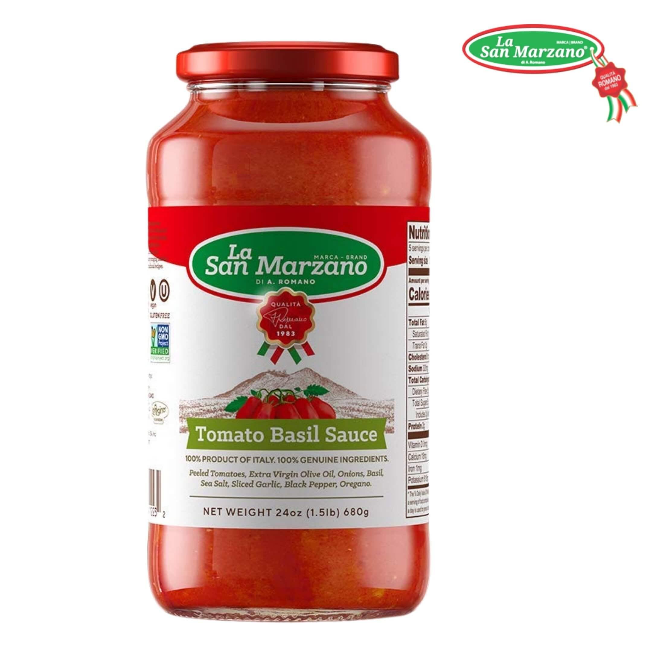 La San Marzano Basil Tomato Sauce 24 oz. - Wholesale Italian Food