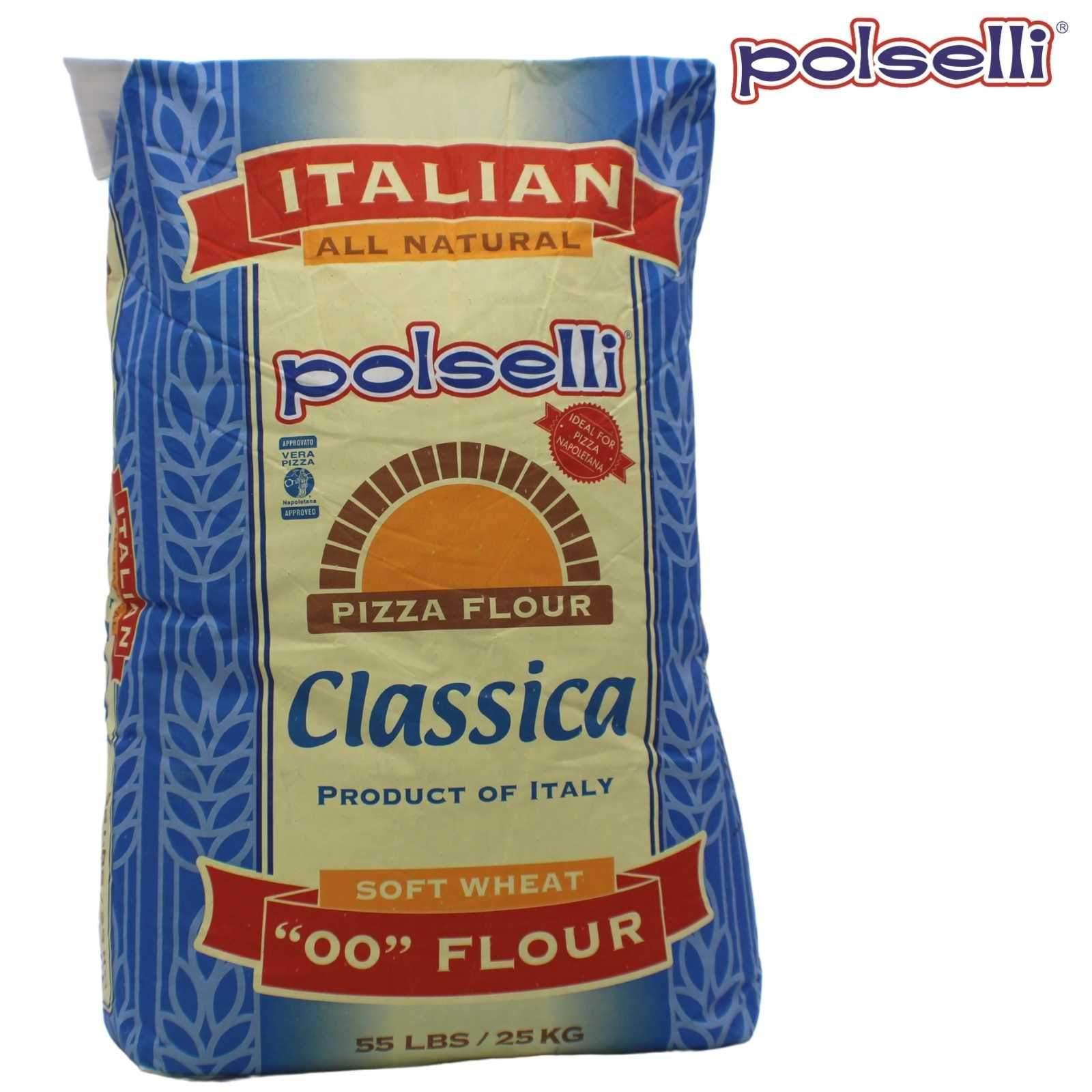 "Polselli Classica Tipo 00 Pizza Flour (Neapolitan) 55 lbs bag - Premium Italian flour for authentic pizza making."